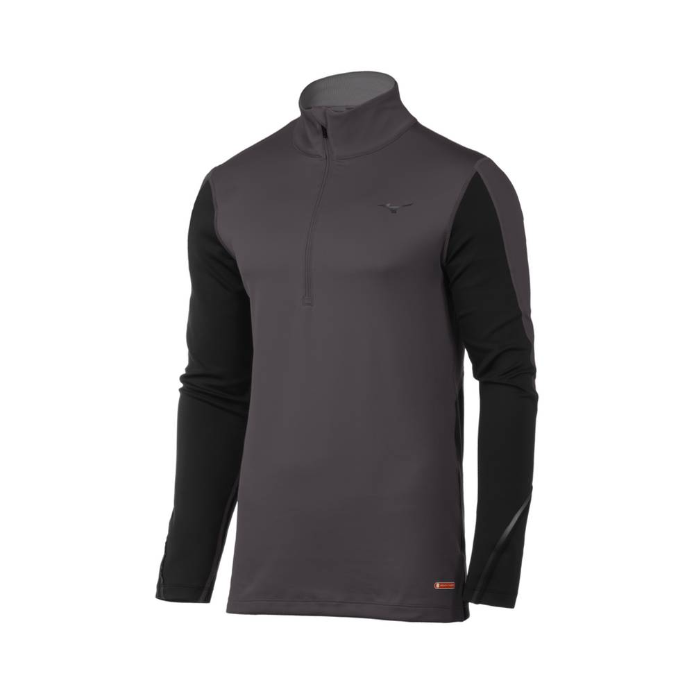 Mizuno Breath Thermo® Half Cipzáros Férfi Base Layer MélySzürke/Fekete RHZ537098